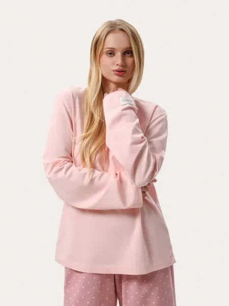 Růžový oversize top s dlouhým rukávem