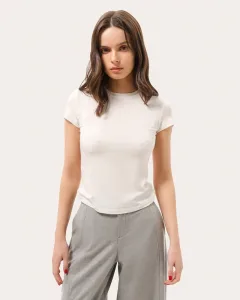 Mléčné poloprůhledné slim tričko