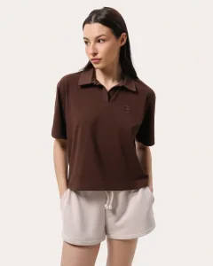 Čokoládové polo tričko volného střihu