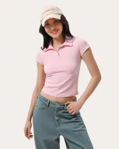 Růžové přiléhavé polo tričko