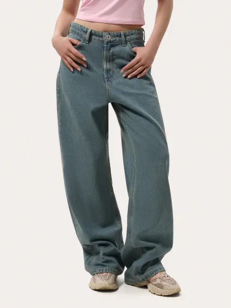 Modré dámské džíny wide leg