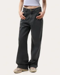 Šedé dámské džíny wide leg